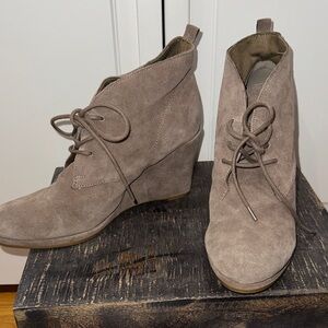 Dolce Vita grey Suede Wedge tie front Booties